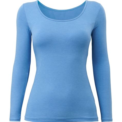 Uniqlo Women Heattech Bra Scoop Neck Long Sleeve T Shirt In Blue Lyst