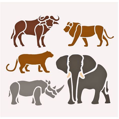 Big Five African Animal Stencil Animal Stencil Kids Silhouette