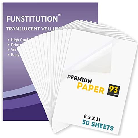Translucent Vellum Paper 85x11 Inches 50 Sheets Printable