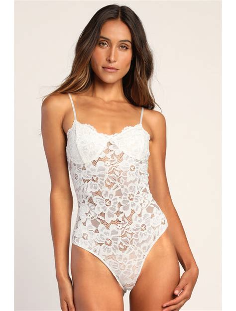 Buy Lulus Lace Is More Ivory Sheer Lace Bodysuit Online Topofstyle