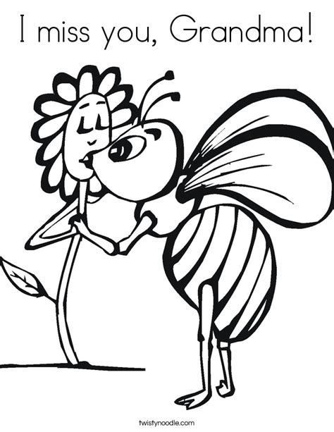 The bee is an insect often known for its painful sting but also for its ability to make honey. I miss you, Grandma Coloring Page - Twisty Noodle