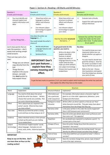 Aqa English Language Paper 1 Revision Mat Teaching Resources