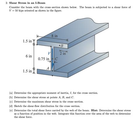 Solved 2 Shear Stress In An I Beam Consider The Beam With
