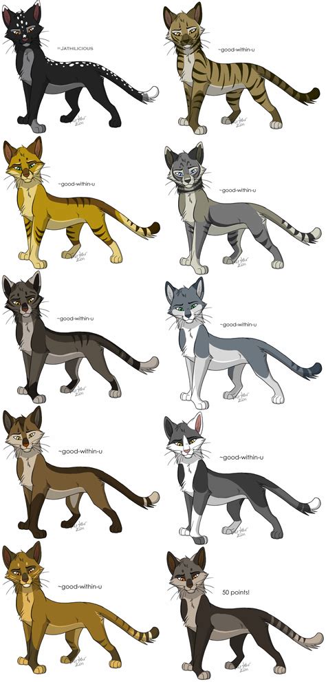 Custom Adoptables Batch 4 By Kaisertiger On Deviantart Warrior Cats Art Warrior Cat Drawings