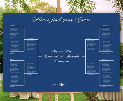 Sport Themed Wedding Seating Chart Tournament Brackets Etsy Sports