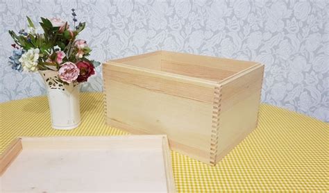Unfinished Large Wooden Box With Lid Off Wood Storage Box With Etsy