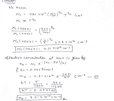 Solved Calculate The Thermal Equilibrium Electron Concentration At T