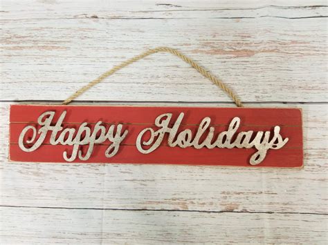 Happy Holidays Wood Sign Rustic Christmas Sign Christmas Etsy