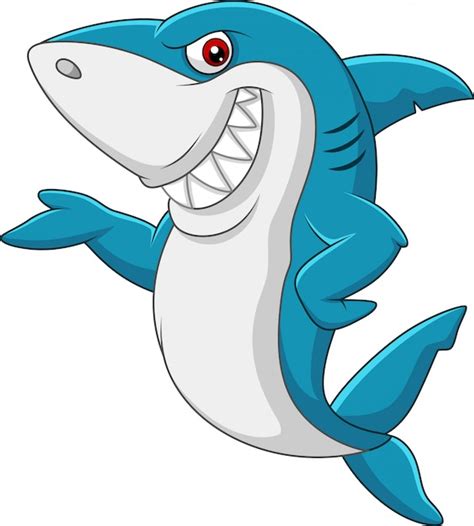 Premium Vector Cartoon Shark Waving