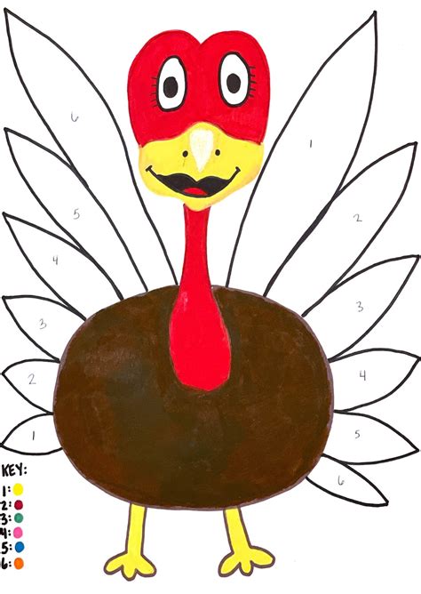 Turkey Color By Number Thanksgiving Preschool Toddler Worksheet