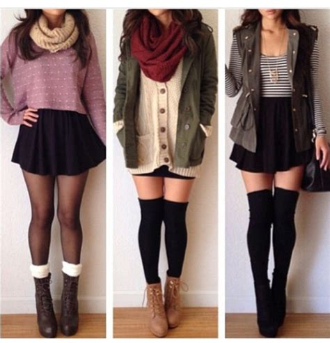 Blouse Clothes Skirt Underwear Jacket Sweater Shirt Fall Outfits