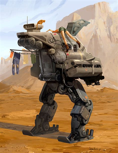 Sci Fi Art Camping Mech 2d Digital Concept Art Sci Ficoolvibe