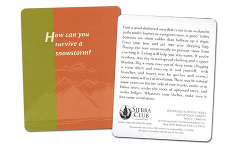 Sierra Club Knowledge Cards Deck Wilderness Survival Skills