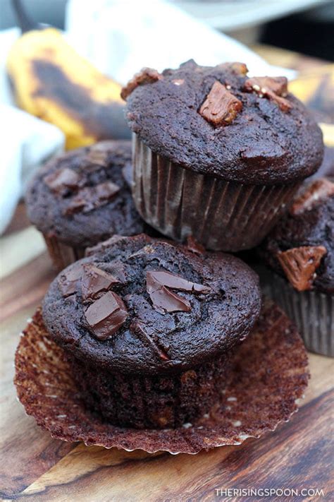 Double Chocolate Banana Muffins The Rising Spoon