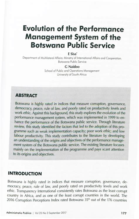 Pdf Evolution Of The Performance Management System Of The Botswana