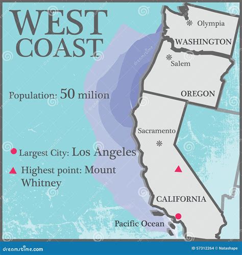 Map Of West Coast California Guria Criativa
