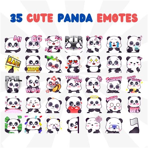 35 Cute Panda Emotes Pack Twitch Emotes Pack Discord Emotes Pack