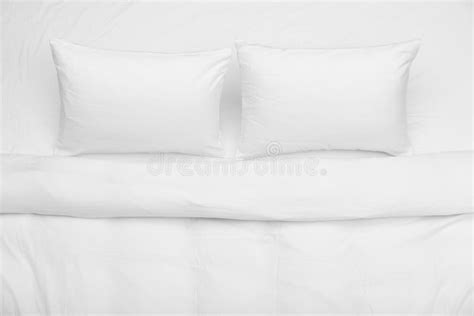 Soft White Pillows And Blanket On Bed Top View Stock Photo Image Of
