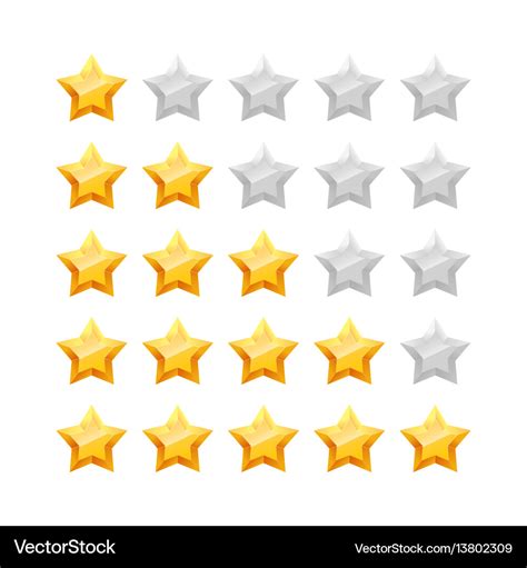 3d Five Stars Rating Icon Set Royalty Free Vector Image
