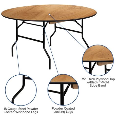 Flash Furniture Yt Wrft60 Tbl Gg Round Wood Folding Banquet Table With