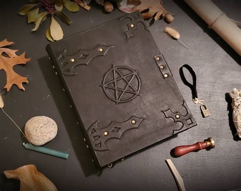 Medieval Spellbook Grimoire Pentagram Leather Handmade Book Etsy New