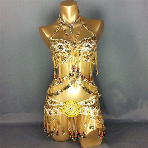 Free Shipping Hand Beaded Belly Dance Samba Costume Bra Belt Etsy Samba Costume Carnival