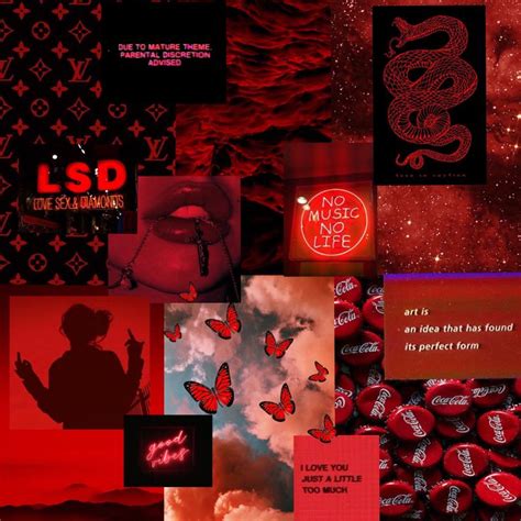 Red Aesthetic Collage Art Board Print By Carolinejclark In Red