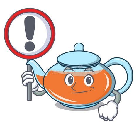 With Sign Transparent Teapot Character Cartoon Stock Vector
