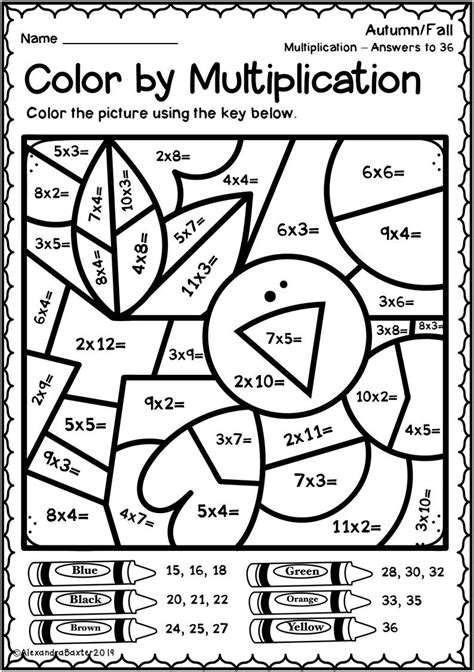 Color By Number Math Worksheets 3rd Grade