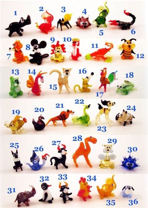 Set Of Small Glass Figurines Glass Animals Tiny Little Murano Etsy