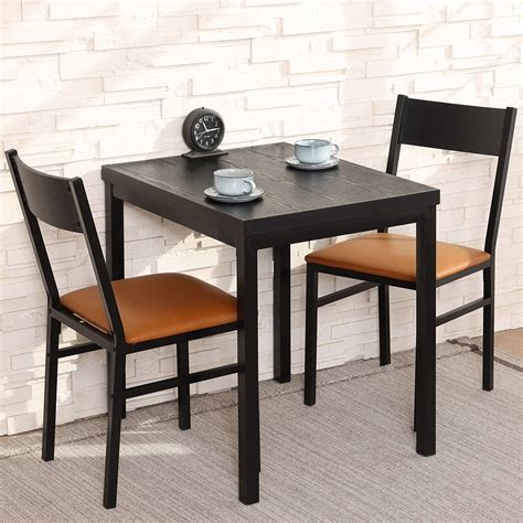 3 Piece Dining Table Set With Cushioned Chairs For 2 Rectangular