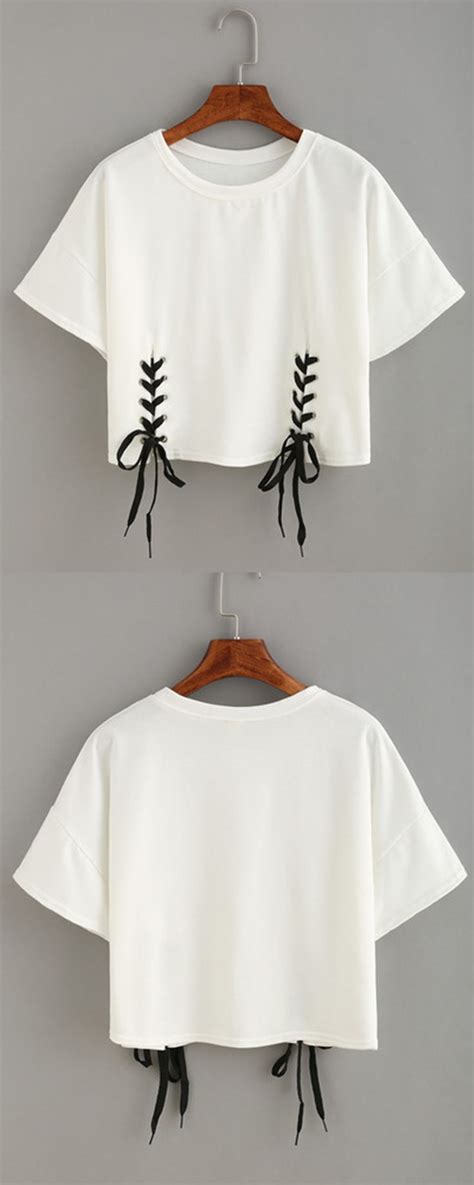 If you have a fitted shirt, you can add a gathered. Double Lace-Up Hem Crop T-shirt | DIY || Fashion | Pinterest | Shirt pins, DIY fashion and ...