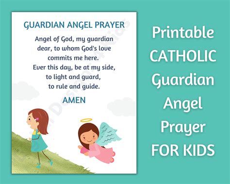 Guardian Angel Prayer Printable Angel Of God Print Catholic Etsy