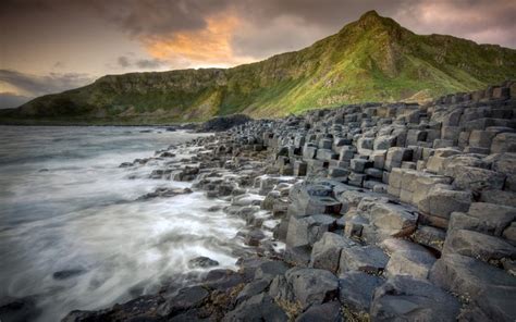 Nature Landscape Giants Causeway Sea Waves Rock Rock Formation Ireland