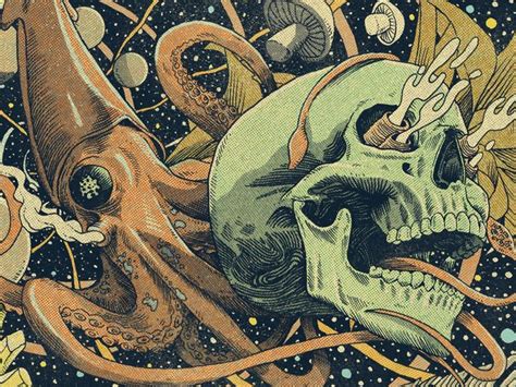 Space Squid Colors Psychedelic Art Horror Art Bizarre Art