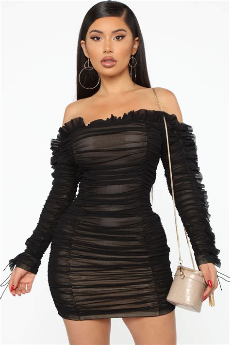 Sincerely Yours Ruched Mini Dress Blackcombo Dresses Fashion Nova