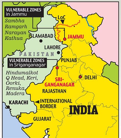 Map Of India Pakistan Border