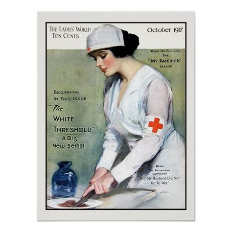 Vintage 1917 Ladies Magazine Red Cross Nurse Poster Zazzle Vintage Nurse Red Cross Nurse