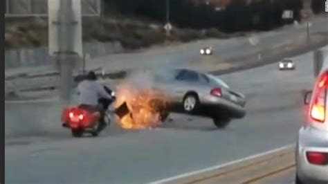 motorcycle car road rage california