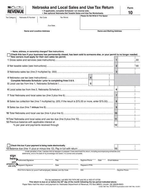 Sales & use tax forms. Nebraska And Local Sales And Use Tax Form 10 - Fill Online ...