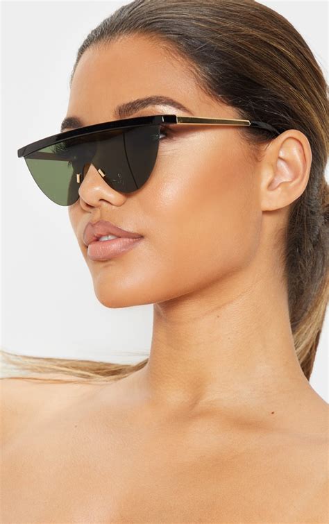 black flat top frameless sunglasses prettylittlething usa