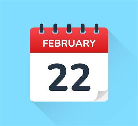 22 De Febrero Fecha En El Calendario Vectorial De Diseño Plano