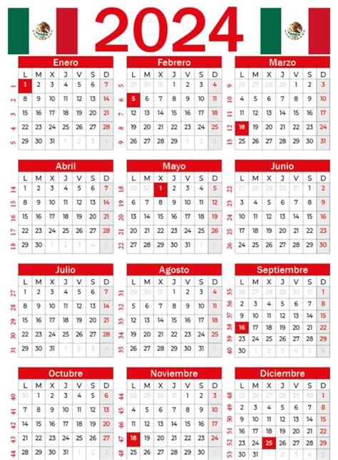 Días Festivos Oficiales 2024 En México Calendario Y Fechas De Días