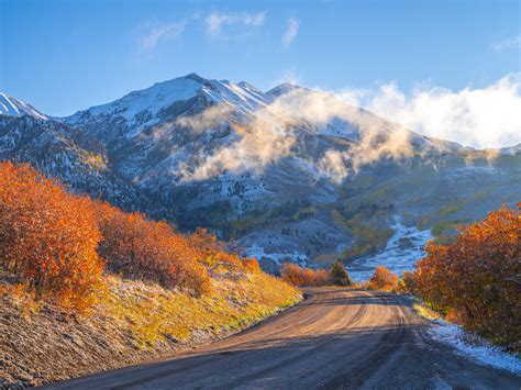 Last Dollar Road Autumn Colors Telluride Co Fall Foliage Snow Capped