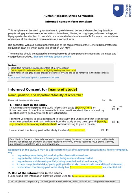 Ssurvivor Informed Consent Form Example For Research