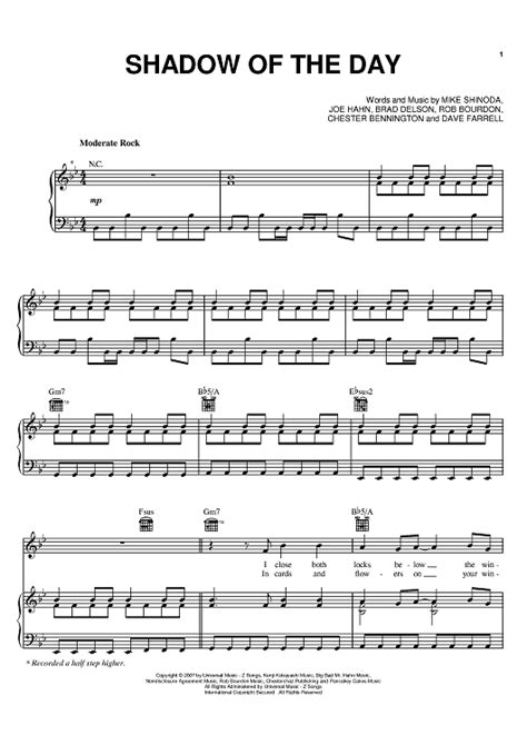 Shadow Of The Day Sheet Music By Linkin Park For Pianovocalchords