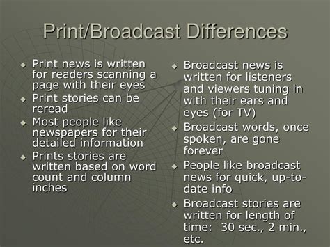 Difference Between Print And Broadcast Journalism Print Qs
