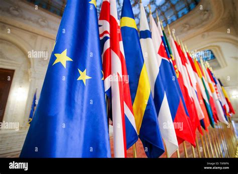 European Union Member States Flags One Next To Another Stock Photo Alamy