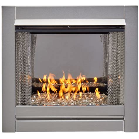 Bluegrass Living Vent Free Stainless Outdoor Gas Fireplace Insert With Crystal Fire Glass Media