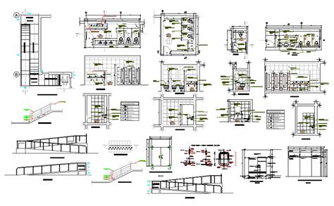 Toilets And Bathroom Sections And Installation Structure Details Dwg